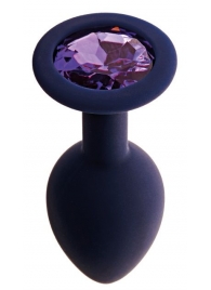 Черничная анальная пробка с фиолетовым кристаллом Gamma M - 8,1 см. - Le Frivole - купить с доставкой в Новосибирске