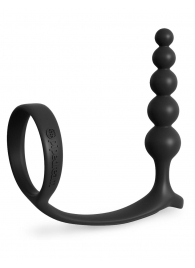 Черная анальная цепочка с эрекционным кольцом Ass-gasm Cockring Anal Beads - Pipedream - в Новосибирске купить с доставкой