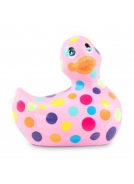 Розовый вибратор-уточка I Rub My Duckie 2.0 Happiness в разноцветный горох - Big Teaze Toys - купить с доставкой в Новосибирске