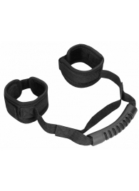 Черные наручники V V Adjustable Handcuffs with Handle - Shots Media BV - купить с доставкой в Новосибирске