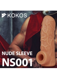 Телесная открытая насадка-реалистик с подхватом мошонки Nude Sleeve M - 12 см. - KOKOS - в Новосибирске купить с доставкой