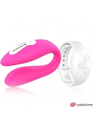 Розовый вибратор для пар с белым пультом-часами Weatwatch Dual Pleasure Vibe - DreamLove