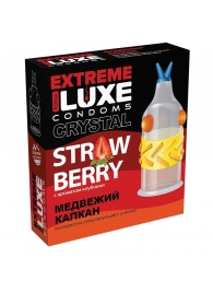 Стимулирующий презерватив  Медвежий капкан  с ароматом клубники - 1 шт. - Luxe - купить с доставкой в Новосибирске