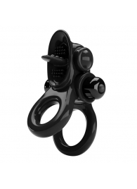 Черное эрекционное кольцо с подхватом мошонки и стимулятором клитора Passionate Ring - Baile - в Новосибирске купить с доставкой