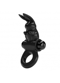 Черное эрекционное кольцо со стимулятором клитора в виде кролика Exciting ring - Baile - в Новосибирске купить с доставкой