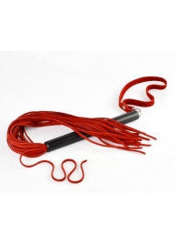 Красная велюровая плеть MIX с черной рукоятью - 47 см. - Sitabella - купить с доставкой в Новосибирске