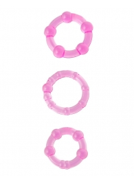 Набор из 3 стимулирующих эрекционных колец розового цвета - Toyfa Basic - в Новосибирске купить с доставкой