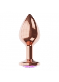 Пробка цвета розового золота с фиолетовым кристаллом Diamond Amethyst Shine S - 7,2 см. - Lola Games - купить с доставкой в Новосибирске