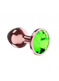Пробка цвета розового золота с лаймовым кристаллом Diamond Emerald Shine S - 7,2 см. - Lola Games - купить с доставкой в Новосибирске