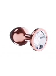 Пробка цвета розового золота с прозрачным кристаллом Diamond Moonstone Shine S - 7,2 см. - Lola Games - купить с доставкой в Новосибирске