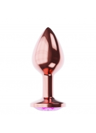 Пробка цвета розового золота с лиловым кристаллом Diamond Quartz Shine L - 8,3 см. - Lola Games - купить с доставкой в Новосибирске