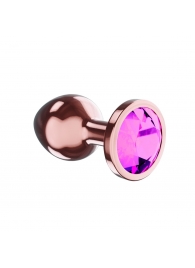 Пробка цвета розового золота с лиловым кристаллом Diamond Quartz Shine S - 7,2 см. - Lola Games - купить с доставкой в Новосибирске