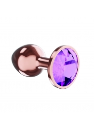 Пробка цвета розового золота с фиолетовым кристаллом Diamond Amethyst Shine L - 8,3 см. - Lola toys - купить с доставкой в Новосибирске