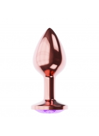 Пробка цвета розового золота с фиолетовым кристаллом Diamond Amethyst Shine L - 8,3 см. - Lola toys - купить с доставкой в Новосибирске