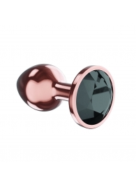 Пробка цвета розового золота с черным кристаллом Diamond Jet Shine L - 8,3 см. - Lola toys - купить с доставкой в Новосибирске