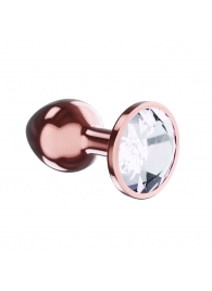 Пробка цвета розового золота с прозрачным кристаллом Diamond Moonstone Shine L - 8,3 см. - Lola toys - купить с доставкой в Новосибирске