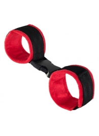 Красно-черные велюровые наручники Anonymo - ToyFa - купить с доставкой в Новосибирске