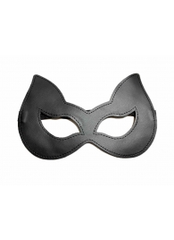Черная лаковая маска с ушками из эко-кожи - БДСМ Арсенал - купить с доставкой в Новосибирске