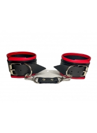 Черно-красные наручники из эко-кожи - БДСМ Арсенал - купить с доставкой в Новосибирске