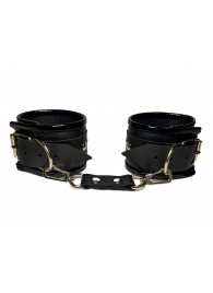 Черные наручники из эко-кожи - БДСМ Арсенал - купить с доставкой в Новосибирске