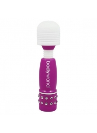 Фиолетово-белый жезловый мини-вибратор с кристаллами Mini Massager Neon Edition - Bodywand