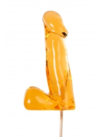 Оранжевый леденец в форме пениса со вкусом аморетто - Sosuчki - купить с доставкой в Новосибирске