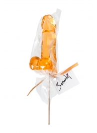 Оранжевый леденец в форме пениса со вкусом аморетто - Sosuчki - купить с доставкой в Новосибирске