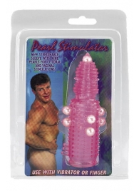 Розовая эластичная насадка на пенис с жемчужинами, точками и шипами Pearl Stimulator - 11,5 см. - Tonga - в Новосибирске купить с доставкой