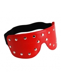 Красная кожаная маска на глаза с клёпками и велюровой подкладкой - Sitabella - купить с доставкой в Новосибирске