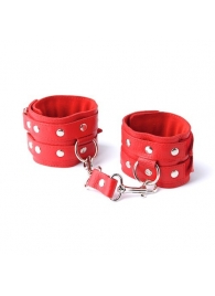 Красные кожаные наручники с велюровой подкладкой - Sitabella - купить с доставкой в Новосибирске