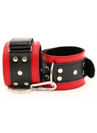 Красно-чёрные кожаные наручники - БДСМ Арсенал - купить с доставкой в Новосибирске