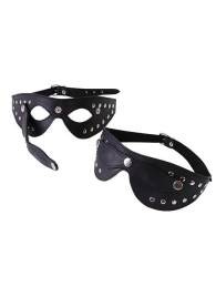 Чёрная кожаная маска с велюровой подкладкой - Sitabella - купить с доставкой в Новосибирске