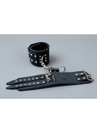 Широкие чёрные кожаные наручники - Подиум - купить с доставкой в Новосибирске