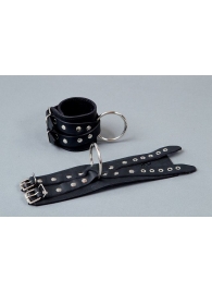 Чёрные кожаные наручники  Крест - Подиум - купить с доставкой в Новосибирске