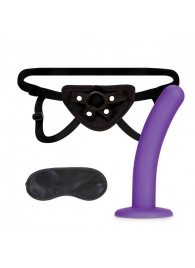 Фиолетовый поясной фаллоимитатор Strap on Harness   5in Dildo Set - 12,25 см. - Lux Fetish - купить с доставкой в Новосибирске