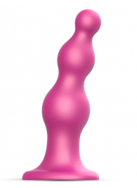 Розовая насадка Strap-On-Me Dildo Plug Beads size L - Strap-on-me - купить с доставкой в Новосибирске