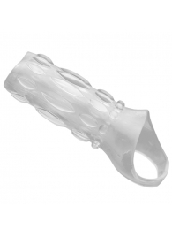 Насадка на пенис с кольцом для мошонки Clear Sensations Enhancer Sex Sleeve - 11,5 см. - XR Brands - в Новосибирске купить с доставкой