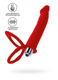 Красная насадка на пенис для двойного проникновения - 19 см. - ToyFa - купить с доставкой в Новосибирске