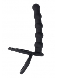 Черная насадка на пенис для двойного проникновения - 19,5 см. - ToyFa - купить с доставкой в Новосибирске
