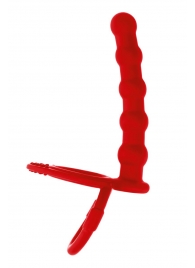 Красная насадка на пенис для двойного проникновения - 19,5 см. - ToyFa - купить с доставкой в Новосибирске