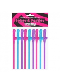 Разноцветные сувенирные коктейльные трубочки с пенисами Original Willy Straws - 9 шт. - Lovetoy - купить с доставкой #SOTBIT_REGIONS_UF_V_REGION_NAME#