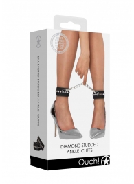 Черные поножи Diamond Studded Ankle Cuffs - Shots Media BV - купить с доставкой в Новосибирске