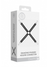 Черный крестообразный фиксатор Diamond Studded Hogtie - Shots Media BV - купить с доставкой в Новосибирске
