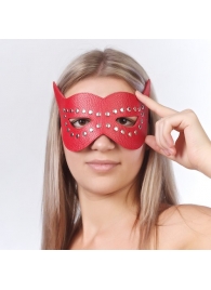 Красная маска на глаза с разрезами и заклепками - Sitabella - купить с доставкой в Новосибирске