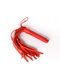 Красная плеть  Ракета А  с рукоятью из латекса и хвостами из кожи - 50 см. - Sitabella - купить с доставкой в Новосибирске