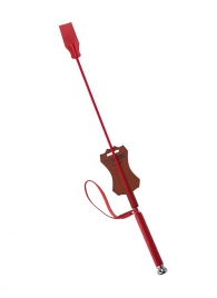 Красный стек с кожаной ручкой - 70 см. - Sitabella - купить с доставкой в Новосибирске