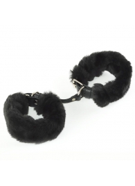 Черные кожаные наручники со съемной опушкой - Sitabella - купить с доставкой #SOTBIT_REGIONS_UF_V_REGION_NAME#