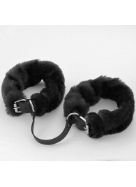 Черные кожаные оковы со съемной опушкой - Sitabella - купить с доставкой #SOTBIT_REGIONS_UF_V_REGION_NAME#