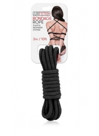 Черная хлопковая веревка для связывания - 3 м. - Lux Fetish - купить с доставкой в Новосибирске
