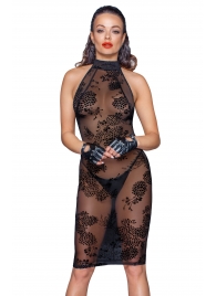 Облегающее платье из тюля с вышивкой Midi tulle dress with velvet straps in the back - Noir Handmade купить с доставкой